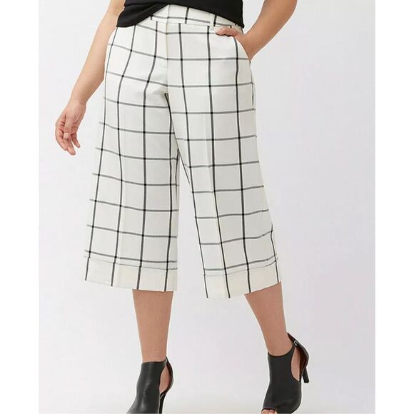 Lane Bryant Pants - Lane Bryant Plaid White Cropped Pants